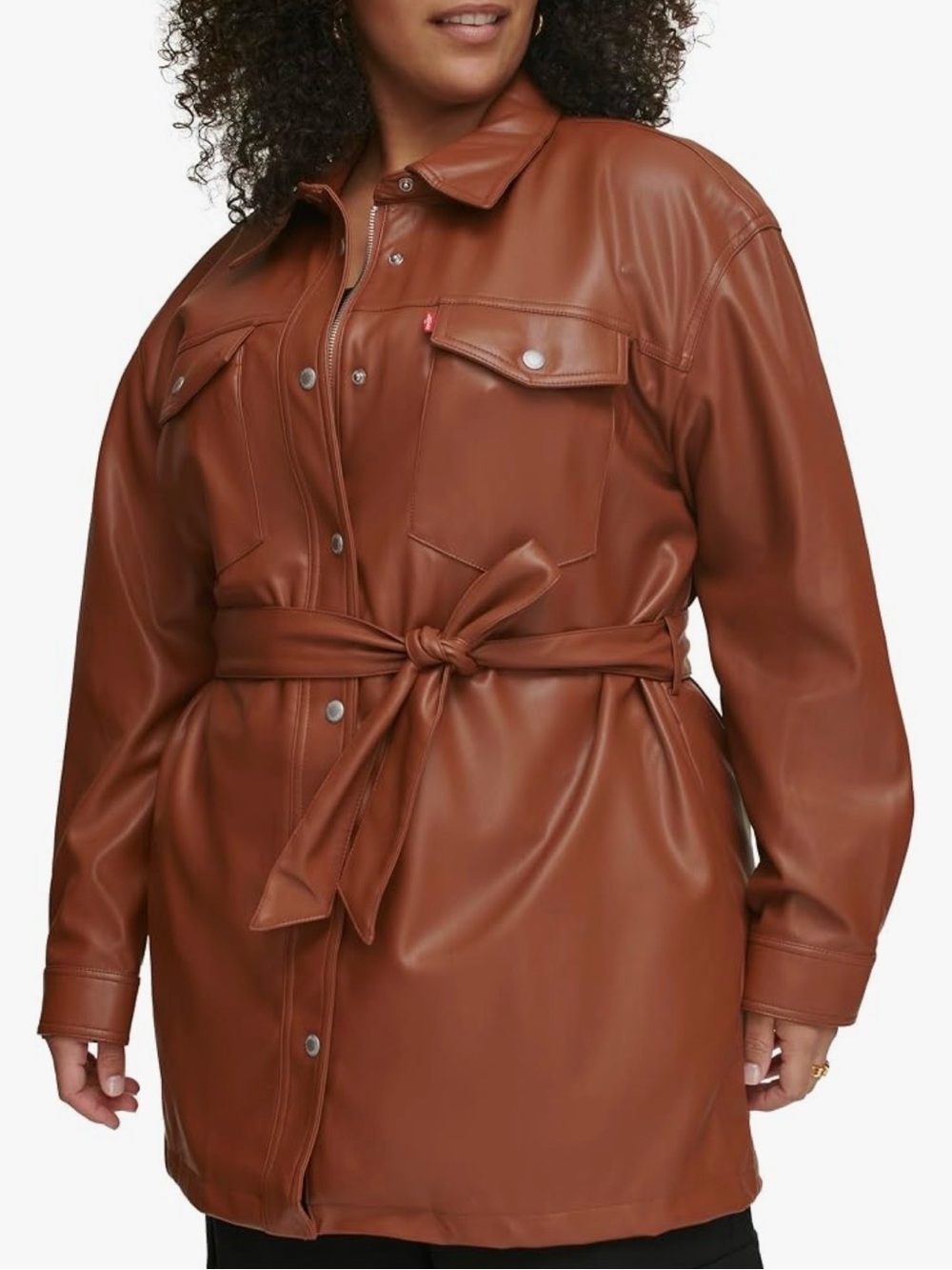 Levi's Woman Rich Brown Faux Leather Belted Jacket